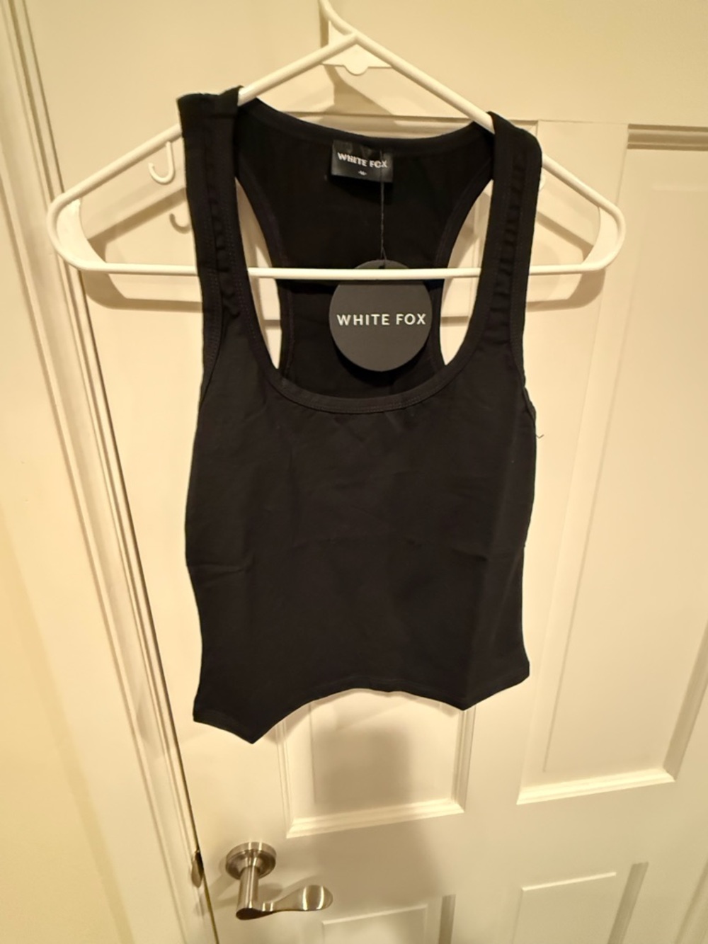 NWT White Fox Women's Black Racerback Crop Always the Best Top Tank Medium